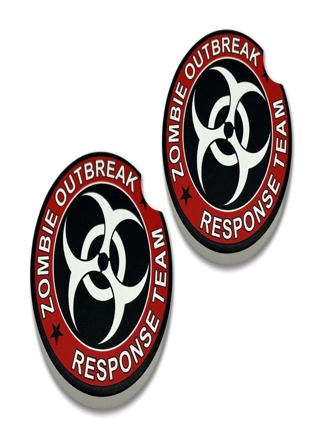 Elektroplate مجموعة إليكتروبليت ميتال هيد، فريق الاستجابة لتفشي الزومبي، قواعد أكواب سيراميك للسيارات (قطر 2.6 بوصة) | مناسبة لجميع السيارات والشاحنات وسيارات الدفع الرباعي وغيرها | ماصة للماء، مانعة للانزلاق، متينة | طقم من قطعتين - Image 1